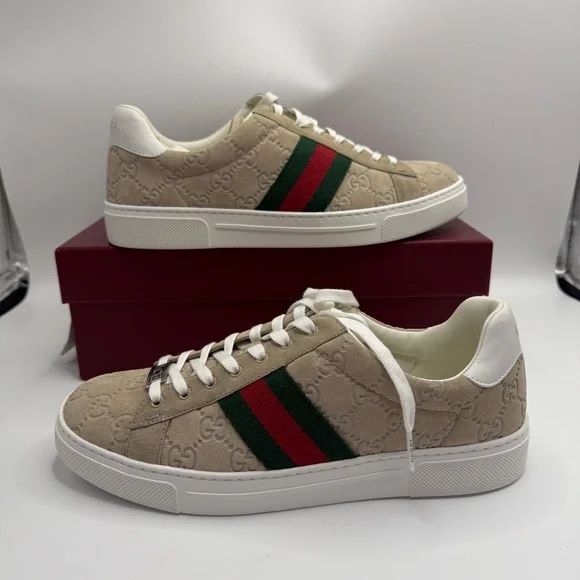 NWT Gucci Beige Ace Sneakers with Red and Green Accents size 39 fit 8.5-9US - Picture 6 of 9